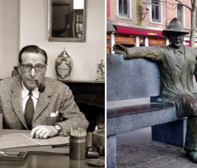 Ժորժ Սիմենոնն ու նրա արձանը ծննդավայր Լիեժում