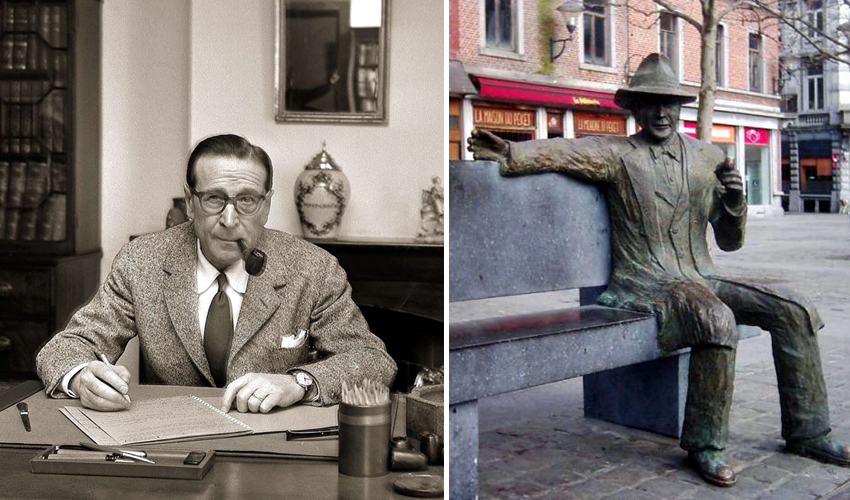 Ժորժ Սիմենոնն ու նրա արձանը ծննդավայր Լիեժում
