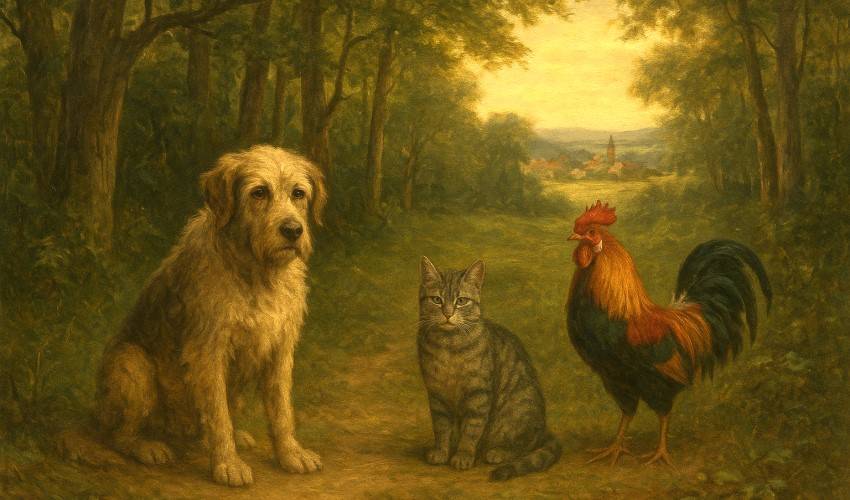 Շուն, կատու, աքաղաղ