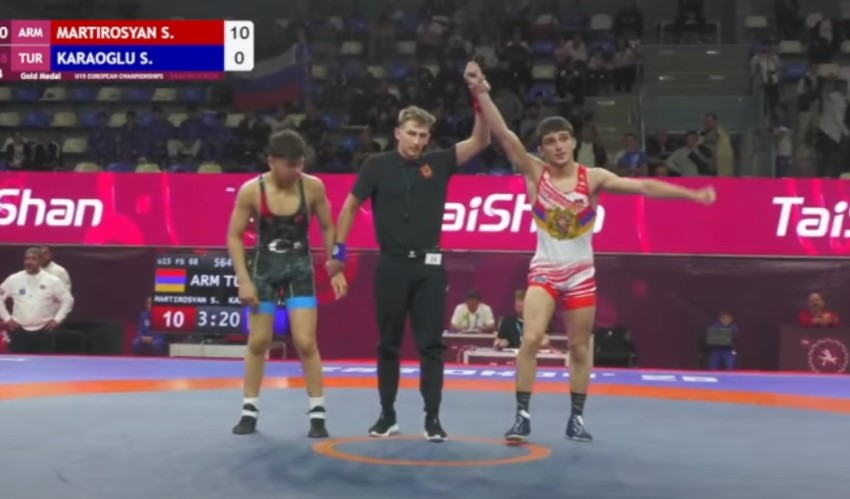 Շահեն Մարտիրոսյանը հաղթեց թուրք մրցակցին ու դարձավ ըմբշամարտի Մ15 Եվրոպայի չեմպիոն